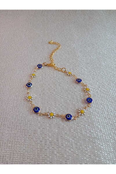 MODA MANANI Mavi Nazar Boncuğu Ve Papatya Figürlü Zarif Bileklik