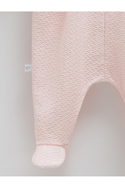 Caramell 100% Cotton Baby Girl Booties Jumpsuit with Ruffles and Button Detail - 0-6 Months