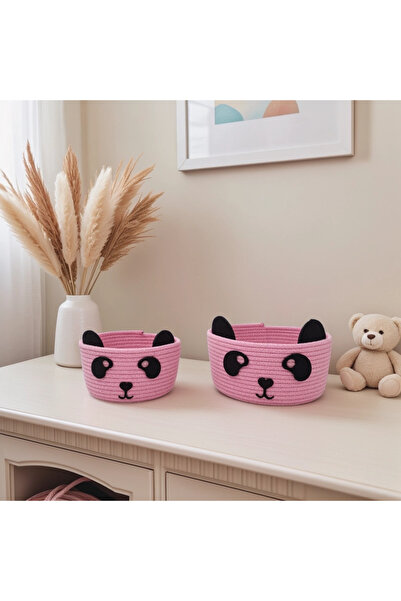 Liya Bella Double Knitted Basket Set with Panda Figure - Toy Basket - Baby Ro...