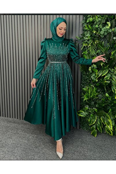 GÜLSEVEN Rana Abiye zümrüt yeşili