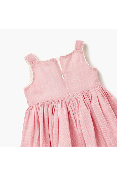 giggles Floral Embroidered Sleeveless Dress with Zip Closure and Hairband