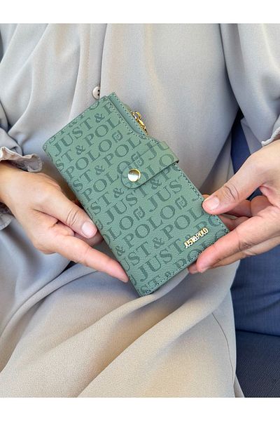 Just Polo محفظة نسائية خضراء متعددة العيون مع حجرة للعملات المعدنية والبطاقات