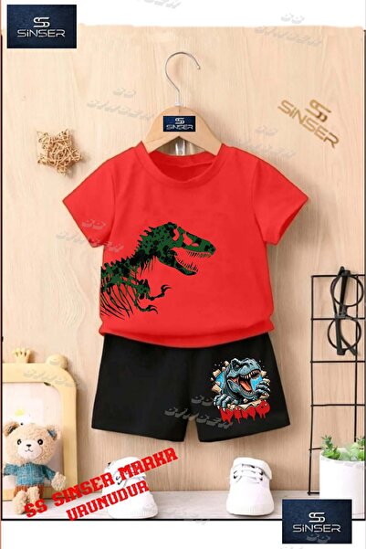 SS SİNSER Tricou cu gât rotund cu imprimeu special pentru copii UNISEX „DINOS...