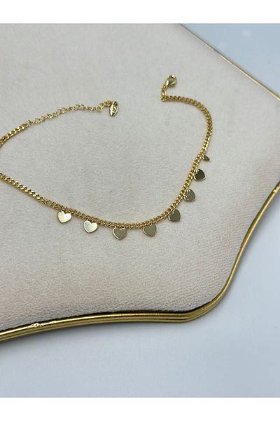 MyladyAccessoriess Row Heart Detail Steel Anklet