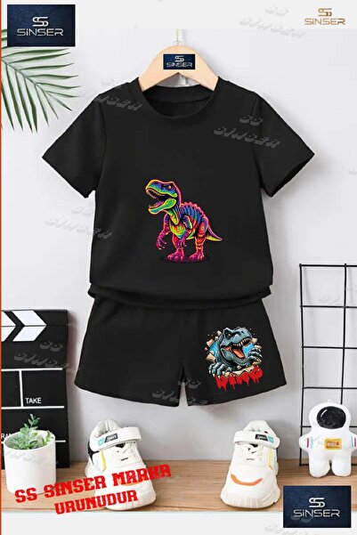 SS SİNSER Kids Unisex “ Dinosaur Colorful Single “ Custom Printed Crew Neck T...