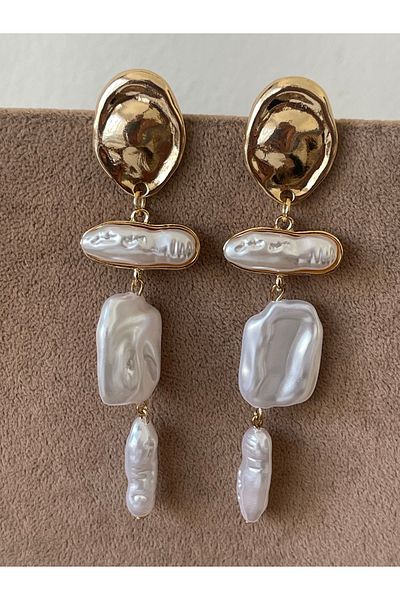 Rupen Kraft Long Dangle Pearl Design Large Size Evening Dress Earrings
