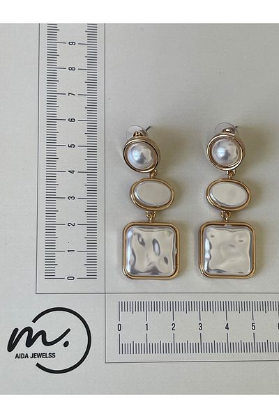 Rupen Kraft Long Dangle Pearl Design Large Size Evening Dress Earrings