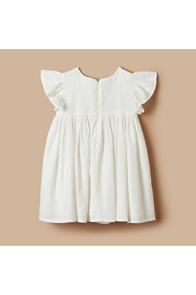 giggles Crochet Detail A-line Dress with Ruffle Sleeves