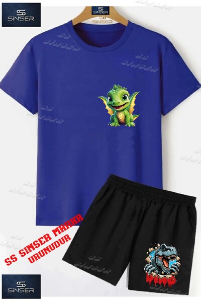 SS SİNSER Children's Unisex "Dinosaur Green Winged" Special Printed Crew Neck...