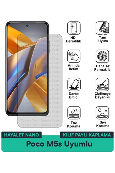 Milat Tech غطاء حماية شاشة متوافق مع هاتف Poco M5s Hayalet Nano مقاوم للخدوش ...