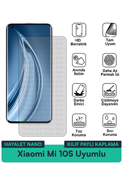 Milat Tech غطاء حماية شاشة متوافق مع هاتف Xiaomi Mi 10S Hayalet Nano مقاوم لل...