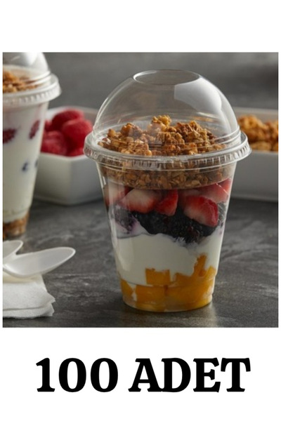 Merpak Ambalaj Plastik Milkshake Bardağı 100'lü Kapaklı İçecek Şeffaf Meşruba...