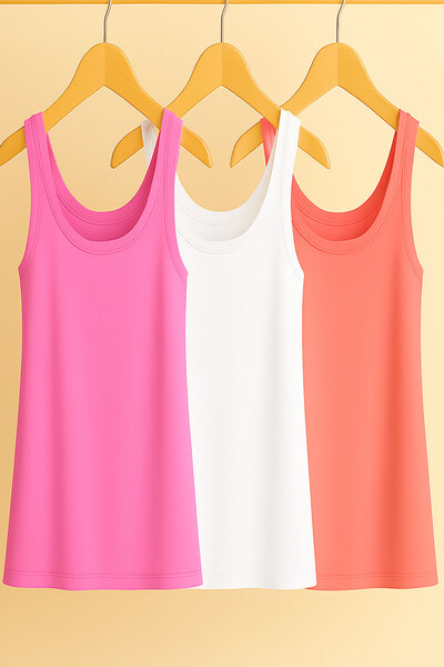 EFFE 3 Pieces A-Line Cotton Thick Strap Athlete T-Shirt