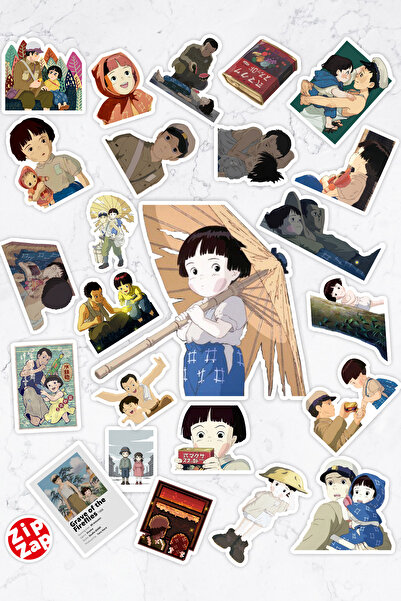 ZipZap مجموعة ملصقات لاصقة من رقائق الفويل لشخصية Grave of the Fireflies من ا...