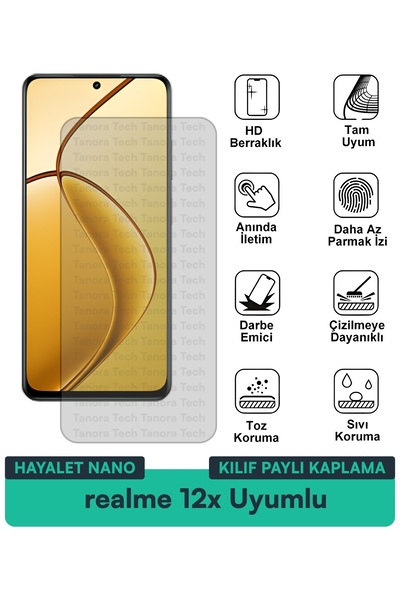 Milat Tech فيلم حماية الشاشة المتوافق مع حافظة Realme 12x Ghost Nano مقاوم لل...