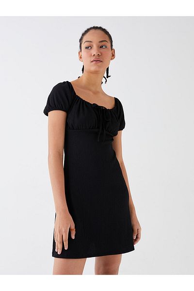 LC Waikiki Lcw U-Neck Straight Short Sleeve Women's Dress Fast Fashion