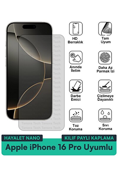 Milat Tech حافظة آيفون 16 برو من أبل متوافقة مع فيلم حماية الشاشة النانو الشب...