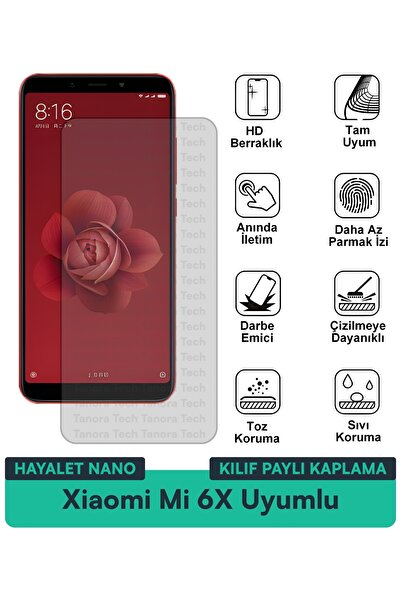 Milat Tech غطاء حماية شاشة متوافق مع هاتف Xiaomi Mi 6X Hayalet Nano مقاوم للخ...