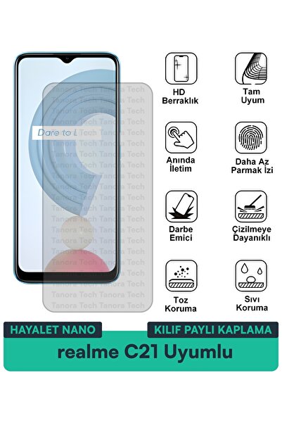Milat Tech فيلم حماية للشاشة متوافق مع حافظة Realme C21 Ghost Nano مقاوم للخد...