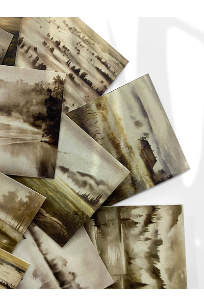 Henno Vintage Sisli Manzara Temalı 25'li Pul Sticker Seti | Scrapbook & Bulle...