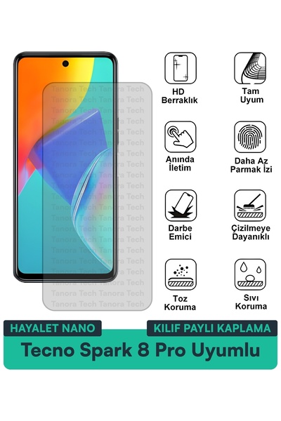 Milat Tech حافظة تكنو سبارك 8 برو هاياتي نانو متوافقة مع طبقة حماية الشاشة مق...