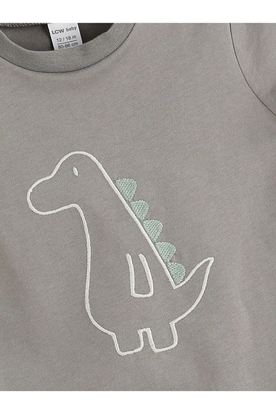 LC Waikiki Lcw Baby Gray Crew Neck Baby Boy Combed Cotton Jumpsuit