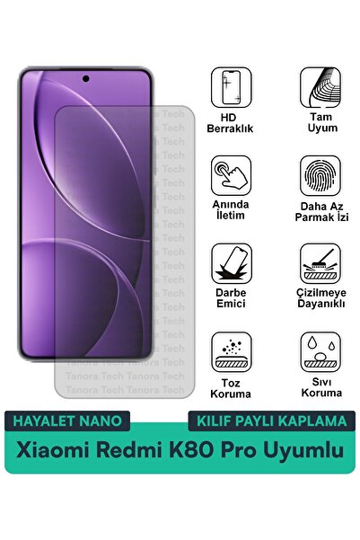 Milat Tech حافظة Xiaomi Redmi K80 Pro Hayalet Nano متوافقة مع طبقة حماية الشا...