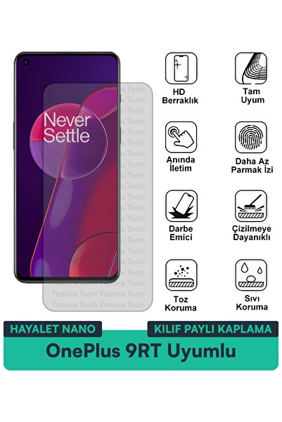 Milat Tech غطاء حماية شاشة متوافق مع هاتف OnePlus 9RT Hayalet Nano مقاوم للخد...