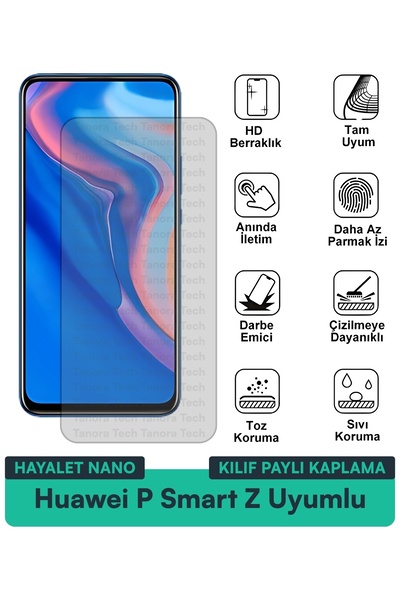 Milat Tech حافظة هواوي P Smart Z Hayalet Nano متوافقة مع طبقة حماية الشاشة مق...
