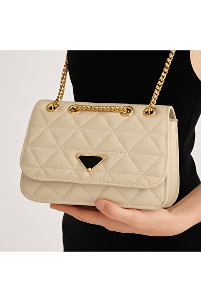 Satuna Кремава мини чанта за рамо с верижна дръжка – стилна и подходяща за еж...