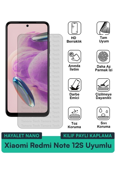 Milat Tech غطاء حماية شاشة متوافق مع هاتف Xiaomi Redmi Note 12S Hayalet Nano ...