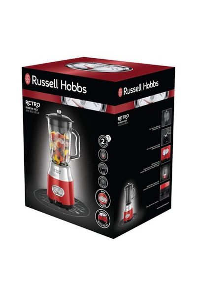 RUSSELL HOBBS Blender Russell Hobbs Retro Red 25190-56, 800W, 1.5l, Glass Jar, Red