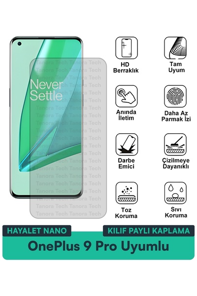 Milat Tech غطاء حماية شاشة متوافق مع هاتف OnePlus 9 Pro Hayalet Nano مقاوم لل...