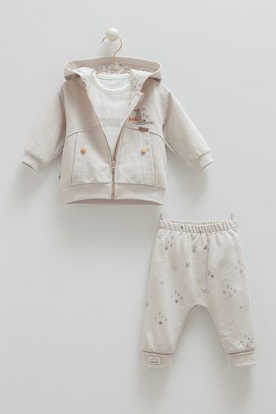 Caramell Baby 3-Piece Seasonal Set Hooded Sweatshirt + Body + Trousers (3-18 Months)