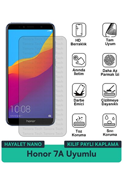 Milat Tech غطاء حماية Honor 7A Hayalet Nano متوافق مع طبقة حماية الشاشة مقاوم...