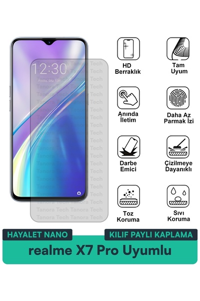 Milat Tech غطاء حماية شاشة متوافق مع هاتف realme XT Hayalet Nano مقاوم للخدوش...
