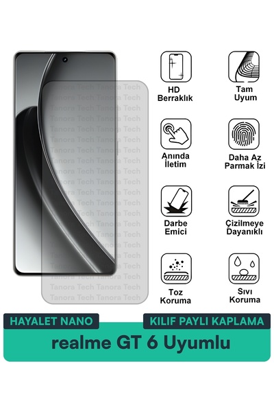 Milat Tech غطاء حماية نانو لهاتف ريلمي جي تي 6 متوافق مع فيلم حماية الشاشة مق...