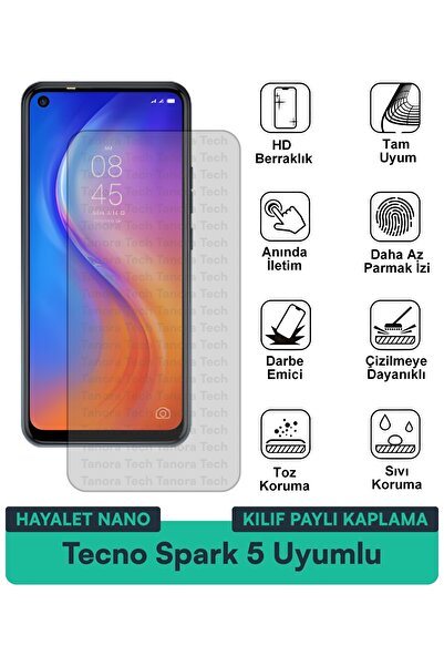 Milat Tech حافظة Tecno Spark 5 Ghost Nano المتوافقة مع طبقة حماية الشاشة تحمي...