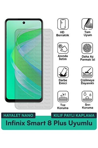 Milat Tech حافظة Infinix Smart 8 Plus Hayalet Nano متوافقة مع طبقة حماية الشا...