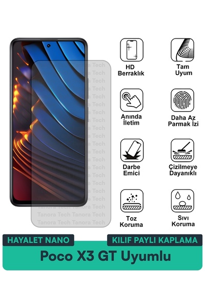 Milat Tech غطاء حماية نانو لهاتف Poco X3 GT متوافق مع طبقة حماية الشاشة مقاوم...