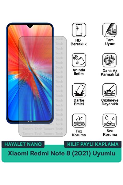 Milat Tech حافظة Xiaomi Redmi Note 8 (2021) Hayalet Nano متوافقة مع طبقة حماي...
