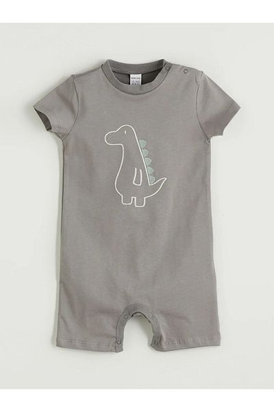 LC Waikiki Lcw Baby Gray Crew Neck Baby Boy Combed Cotton Jumpsuit