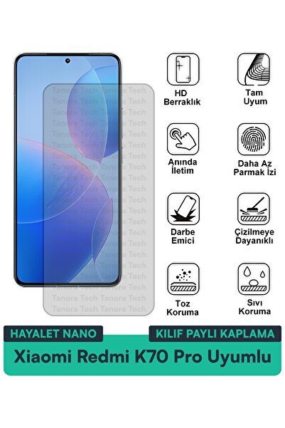 Milat Tech غطاء حماية شاشة متوافق مع هاتف Xiaomi Redmi K70 Pro Hayalet Nano م...