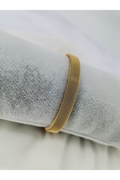 Hobimos Steel Gold Mesh Knitted Look Javier Handcuff Bracelet
