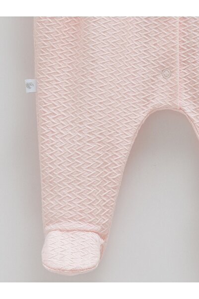 Caramell 100% Cotton Baby Girl Jumpsuit with Front Buttons and Booties – 0-6 Months