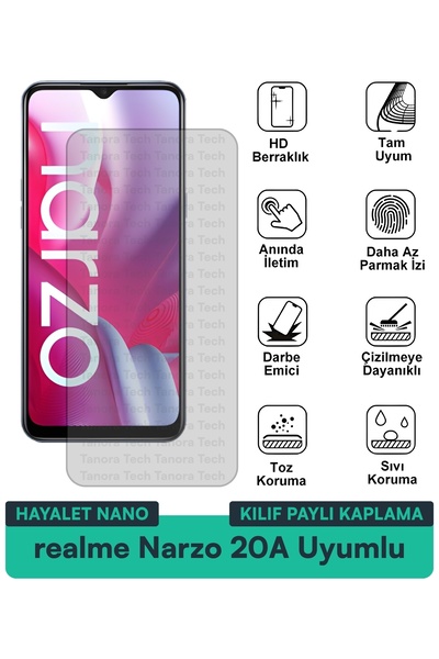 Milat Tech غطاء حماية نانو لهاتف ريلمي نارزو 20A متوافق مع فيلم حماية الشاشة ...