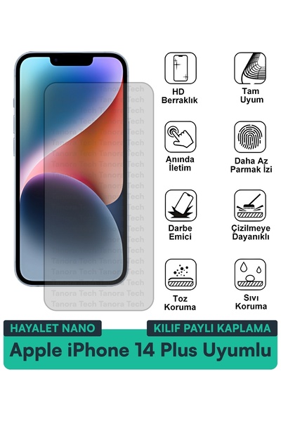 Milat Tech غطاء حماية نانو لهاتف آيفون 14 بلس من آبل مع فيلم حماية للشاشة مقا...