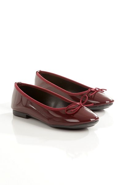 Ayakkabı Podyumum '' Ni̇l'' Burgundy Patent Leather Round Toe Mustache Bow Flat Heeled Orthopedic Closed Ballerinas New Season