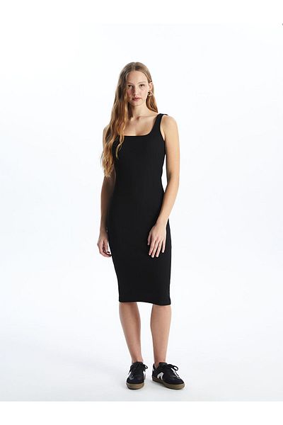 LC Waikiki Lcw Women's U-Neck Straight Dress Fast Fashion