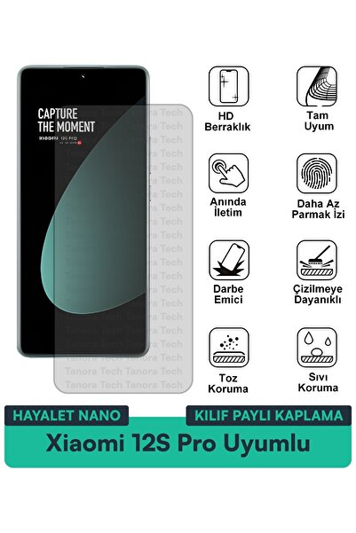 Milat Tech غطاء حماية شاشة متوافق مع هاتف Xiaomi 12S Pro Hayalet Nano مقاوم ل...